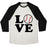 Virgin Teez  Baseball Tee Unisex Tri-Blend Baseball Tee / small / Oatmeal / Black LOVE BASEBALL UNISEX TRI-BLEND BASEBALL TEE