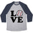 Virgin Teez  Baseball Tee Unisex Tri-Blend Baseball Tee / small / Athletic Gray / Navy LOVE BASEBALL UNISEX TRI-BLEND BASEBALL TEE