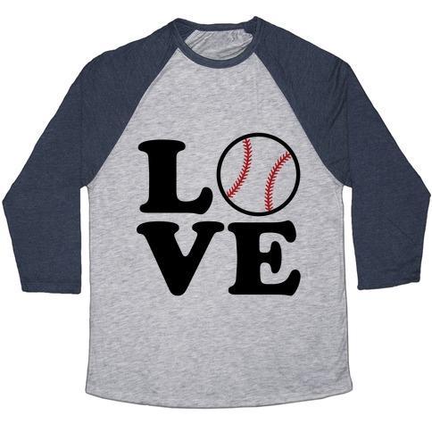 Virgin Teez  Baseball Tee Unisex Tri-Blend Baseball Tee / small / Athletic Gray / Navy LOVE BASEBALL UNISEX TRI-BLEND BASEBALL TEE