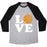 Virgin Teez  Baseball Tee Unisex Tri-Blend Baseball Tee / small / Athletic Gray / Black LOVE BASKETBALL UNISEX TRI-BLEND BASEBALL TEE
