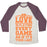 Virgin Teez  Baseball Tee Unisex Tri-Blend Baseball Tee / small / Oatmeal / Maroon LOVE EVERY GAME UNISEX TRI-BLEND BASEBALL TEE