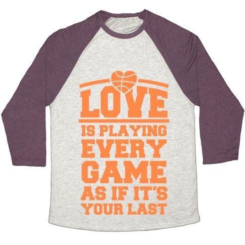 Virgin Teez  Baseball Tee Unisex Tri-Blend Baseball Tee / small / Oatmeal / Maroon LOVE EVERY GAME UNISEX TRI-BLEND BASEBALL TEE