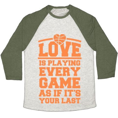 Virgin Teez  Baseball Tee Unisex Tri-Blend Baseball Tee / small / Oatmeal / Moss LOVE EVERY GAME UNISEX TRI-BLEND BASEBALL TEE