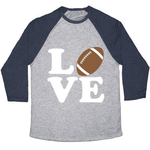 Virgin Teez  Baseball Tee Unisex Tri-Blend Baseball Tee / small / Athletic Gray / Navy LOVE FOOTBALL UNISEX TRI-BLEND BASEBALL TEE