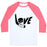 Virgin Teez  Baseball Tee Unisex Classic Baseball Tee / x-small / White/Neon Pink LOVE HOCKEY (DISTRESSED) UNISEX CLASSIC BASEBALL TEE
