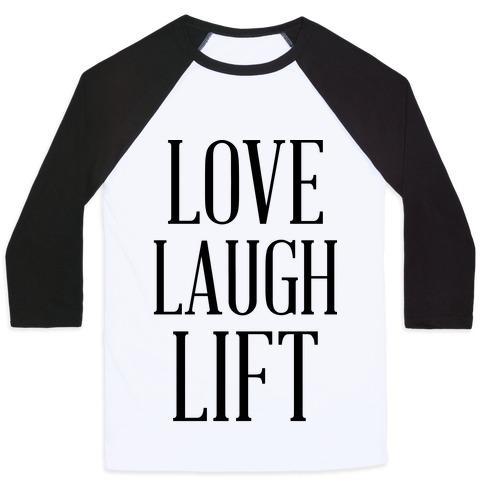 Virgin Teez  Baseball Tee Unisex Classic Baseball Tee / x-small / White/Black LOVE LAUGH LIFT UNISEX CLASSIC BASEBALL TEE