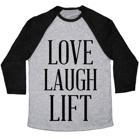 Virgin Teez  Baseball Tee Unisex Tri-Blend Baseball Tee / small / Athletic Gray / Black LOVE LAUGH LIFT UNISEX TRI-BLEND BASEBALL TEE