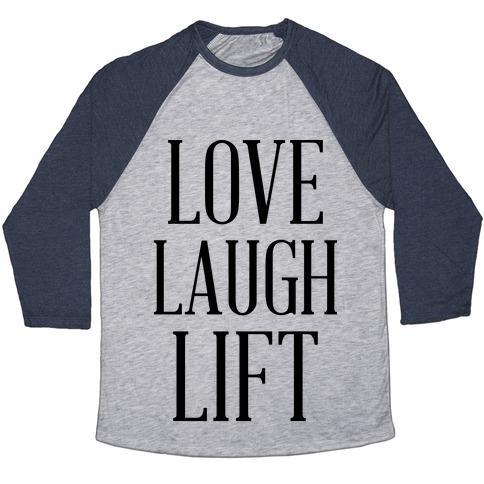 Virgin Teez  Baseball Tee Unisex Tri-Blend Baseball Tee / small / Athletic Gray / Navy LOVE LAUGH LIFT UNISEX TRI-BLEND BASEBALL TEE