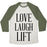 Virgin Teez  Baseball Tee Unisex Tri-Blend Baseball Tee / small / Oatmeal / Moss LOVE LAUGH LIFT UNISEX TRI-BLEND BASEBALL TEE