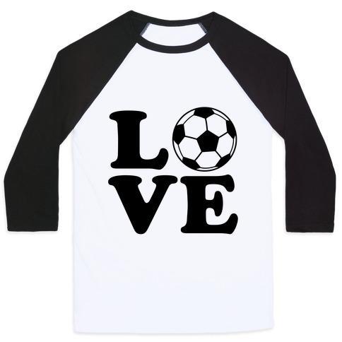 Virgin Teez  Baseball Tee Unisex Classic Baseball Tee / x-small / White/Black LOVE SOCCER UNISEX CLASSIC BASEBALL TEE