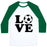 Virgin Teez  Baseball Tee Unisex Classic Baseball Tee / x-small / White/Dark Green LOVE SOCCER UNISEX CLASSIC BASEBALL TEE