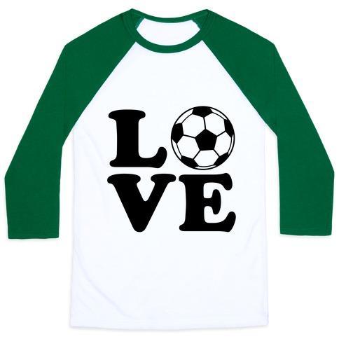 Virgin Teez  Baseball Tee Unisex Classic Baseball Tee / x-small / White/Dark Green LOVE SOCCER UNISEX CLASSIC BASEBALL TEE