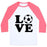Virgin Teez  Baseball Tee Unisex Classic Baseball Tee / x-small / White/Neon Pink LOVE SOCCER UNISEX CLASSIC BASEBALL TEE