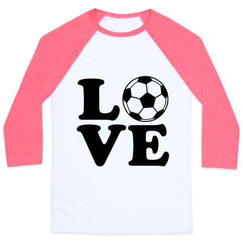 Virgin Teez  Baseball Tee Unisex Classic Baseball Tee / x-small / White/Neon Pink LOVE SOCCER UNISEX CLASSIC BASEBALL TEE
