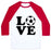 Virgin Teez  Baseball Tee Unisex Classic Baseball Tee / x-small / White/Red LOVE SOCCER UNISEX CLASSIC BASEBALL TEE