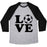 Virgin Teez  Baseball Tee Unisex Tri-Blend Baseball Tee / small / Athletic Gray / Black LOVE SOCCER UNISEX TRI-BLEND BASEBALL TEE