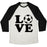 Virgin Teez  Baseball Tee Unisex Tri-Blend Baseball Tee / small / Oatmeal / Black LOVE SOCCER UNISEX TRI-BLEND BASEBALL TEE