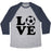Virgin Teez  Baseball Tee Unisex Tri-Blend Baseball Tee / small / Athletic Gray / Navy LOVE SOCCER UNISEX TRI-BLEND BASEBALL TEE