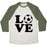 Virgin Teez  Baseball Tee Unisex Tri-Blend Baseball Tee / small / Oatmeal / Moss LOVE SOCCER UNISEX TRI-BLEND BASEBALL TEE