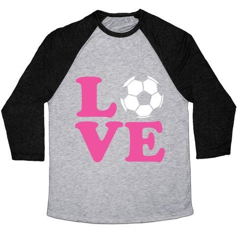 Virgin Teez  Baseball Tee Unisex Tri-Blend Baseball Tee / small / Athletic Gray / Black LOVE SOCCER UNISEX TRI-BLEND BASEBALL TEE