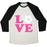 Virgin Teez  Baseball Tee Unisex Tri-Blend Baseball Tee / small / Oatmeal / Black LOVE SOCCER UNISEX TRI-BLEND BASEBALL TEE