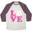 Virgin Teez  Baseball Tee Unisex Tri-Blend Baseball Tee / small / Oatmeal / Maroon LOVE SOCCER UNISEX TRI-BLEND BASEBALL TEE