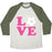 Virgin Teez  Baseball Tee Unisex Tri-Blend Baseball Tee / small / Oatmeal / Moss LOVE SOCCER UNISEX TRI-BLEND BASEBALL TEE