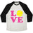 Virgin Teez  Baseball Tee Unisex Tri-Blend Baseball Tee / small / Oatmeal / Black LOVE SOFTBALL UNISEX TRI-BLEND BASEBALL TEE