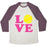 Virgin Teez  Baseball Tee Unisex Tri-Blend Baseball Tee / small / Oatmeal / Maroon LOVE SOFTBALL UNISEX TRI-BLEND BASEBALL TEE