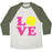 Virgin Teez  Baseball Tee Unisex Tri-Blend Baseball Tee / small / Oatmeal / Moss LOVE SOFTBALL UNISEX TRI-BLEND BASEBALL TEE