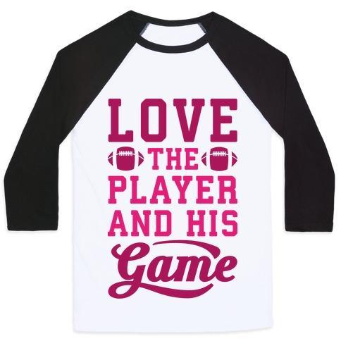 Virgin Teez  Baseball Tee Unisex Classic Baseball Tee / x-small / White/Black LOVE THE PLAYER AND HIS GAME UNISEX CLASSIC BASEBALL TEE