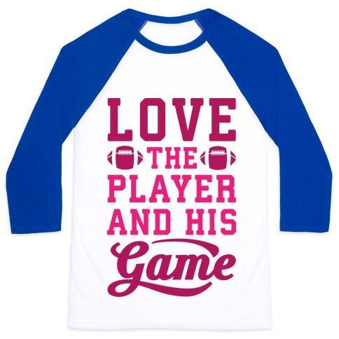 Virgin Teez  Baseball Tee Unisex Classic Baseball Tee / x-small / White/Blue LOVE THE PLAYER AND HIS GAME UNISEX CLASSIC BASEBALL TEE