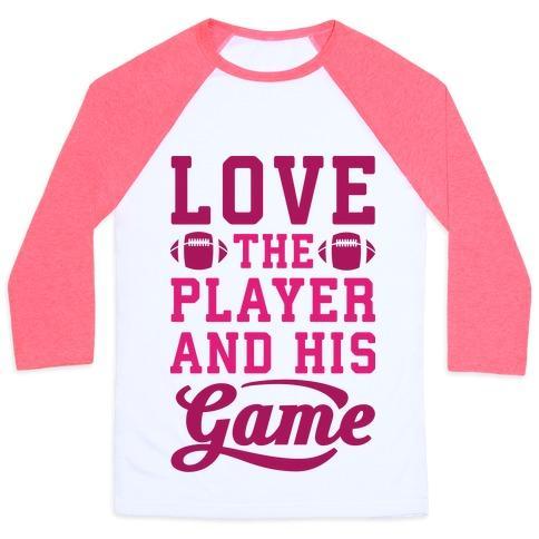 Virgin Teez  Baseball Tee Unisex Classic Baseball Tee / x-small / White/Neon Pink LOVE THE PLAYER AND HIS GAME UNISEX CLASSIC BASEBALL TEE