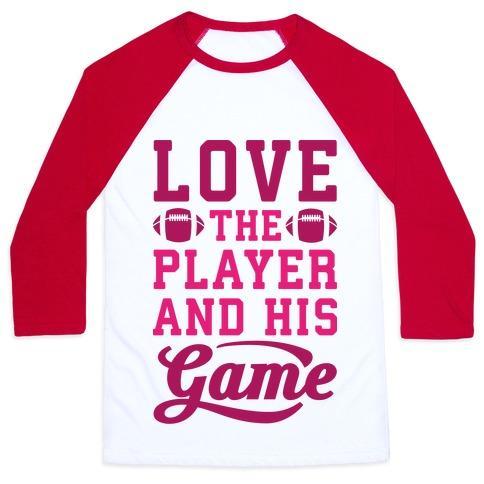 Virgin Teez  Baseball Tee Unisex Classic Baseball Tee / x-small / White/Red LOVE THE PLAYER AND HIS GAME UNISEX CLASSIC BASEBALL TEE