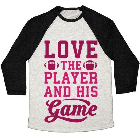 Virgin Teez  Baseball Tee Unisex Tri-Blend Baseball Tee / small / Oatmeal / Black LOVE THE PLAYER AND HIS GAME UNISEX TRI-BLEND BASEBALL TEE