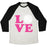 Virgin Teez  Baseball Tee Unisex Tri-Blend Baseball Tee / small / Oatmeal / Black LOVE VOLLEYBALL UNISEX TRI-BLEND BASEBALL TEE