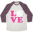Virgin Teez  Baseball Tee Unisex Tri-Blend Baseball Tee / small / Oatmeal / Maroon LOVE VOLLEYBALL UNISEX TRI-BLEND BASEBALL TEE