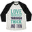 Virgin Teez  Baseball Tee Unisex Tri-Blend Baseball Tee / small / Oatmeal / Black LOVE YOURSELF THROUGH THICK AND THIN UNISEX TRI-BLEND BASEBALL TEE