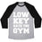 Virgin Teez  Baseball Tee Unisex Tri-Blend Baseball Tee / small / Athletic Gray / Black LOW KEY HATE THE GYM WHITE PRINT UNISEX TRI-BLEND BASEBALL TEE