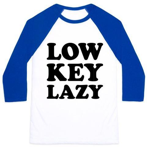 Virgin Teez  Baseball Tee Unisex Classic Baseball Tee / x-small / White/Blue LOW KEY LAZY UNISEX CLASSIC BASEBALL TEE