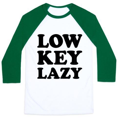Virgin Teez  Baseball Tee Unisex Classic Baseball Tee / x-small / White/Dark Green LOW KEY LAZY UNISEX CLASSIC BASEBALL TEE