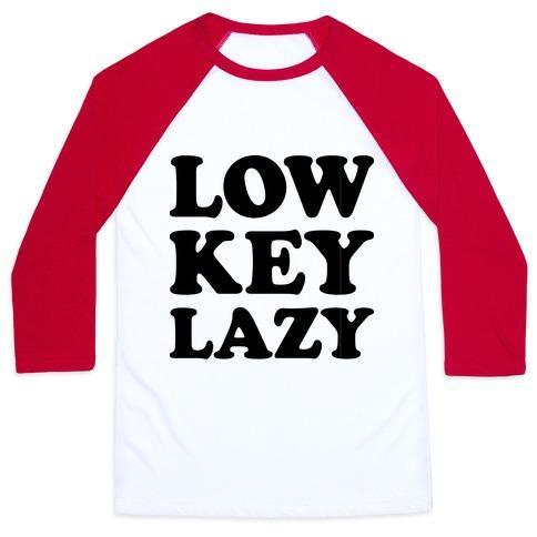 Virgin Teez  Baseball Tee Unisex Classic Baseball Tee / x-small / White/Red LOW KEY LAZY UNISEX CLASSIC BASEBALL TEE