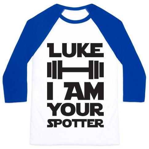 Virgin Teez  Baseball Tee Unisex Classic Baseball Tee / x-small / White/Blue LUKE I AM YOUR SPOTTER UNISEX CLASSIC BASEBALL TEE