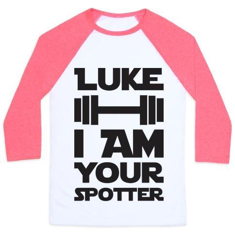 Virgin Teez  Baseball Tee Unisex Classic Baseball Tee / x-small / White/Neon Pink LUKE I AM YOUR SPOTTER UNISEX CLASSIC BASEBALL TEE