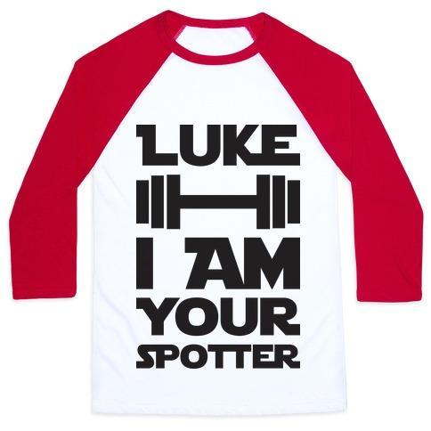 Virgin Teez  Baseball Tee Unisex Classic Baseball Tee / x-small / White/Red LUKE I AM YOUR SPOTTER UNISEX CLASSIC BASEBALL TEE