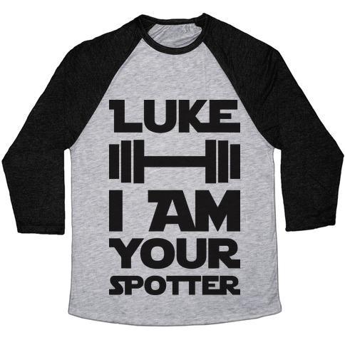 Virgin Teez  Baseball Tee Unisex Tri-Blend Baseball Tee / small / Athletic Gray / Black LUKE I AM YOUR SPOTTER UNISEX TRI-BLEND BASEBALL TEE