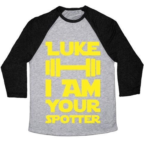 Virgin Teez  Baseball Tee Unisex Tri-Blend Baseball Tee / small / Athletic Gray / Black LUKE I AM YOUR SPOTTER UNISEX TRI-BLEND BASEBALL TEE