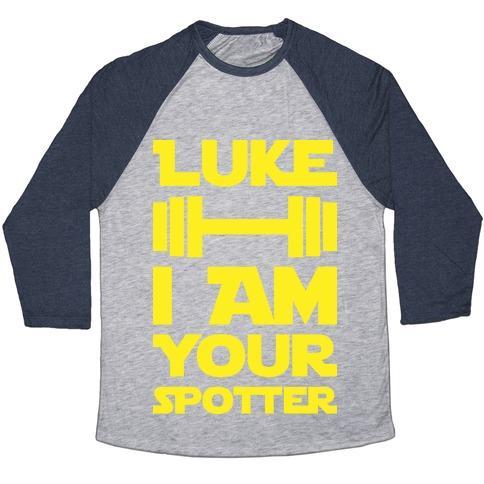 Virgin Teez  Baseball Tee Unisex Tri-Blend Baseball Tee / small / Athletic Gray / Navy LUKE I AM YOUR SPOTTER UNISEX TRI-BLEND BASEBALL TEE
