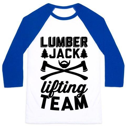 Virgin Teez  Baseball Tee Unisex Classic Baseball Tee / x-small / White/Blue LUMBERJACK LIFTING TEAM UNISEX CLASSIC BASEBALL TEE
