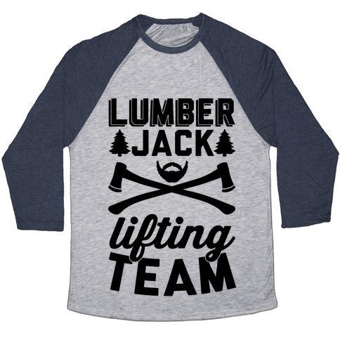 Virgin Teez  Baseball Tee Unisex Tri-Blend Baseball Tee / small / Athletic Gray / Navy LUMBERJACK LIFTING TEAM UNISEX TRI-BLEND BASEBALL TEE
